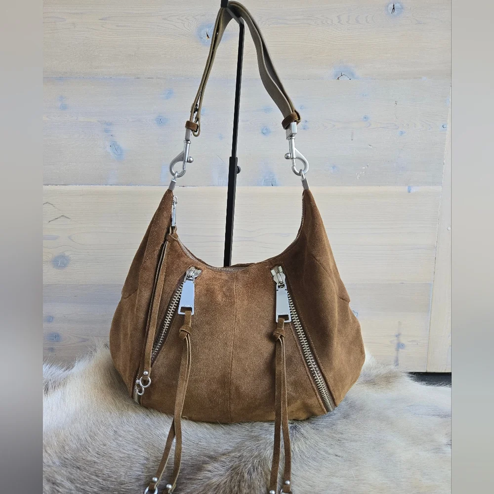 Rebecca Minkoff M.A.B. Suede Croissant Hobo Crescent Bag NWOT + Hardware Repair